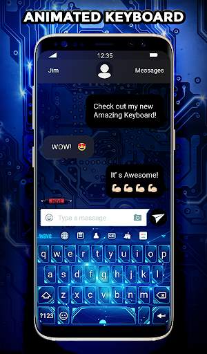 Blue Light Animated Keyboard + Live Wallpaper screenshot 1