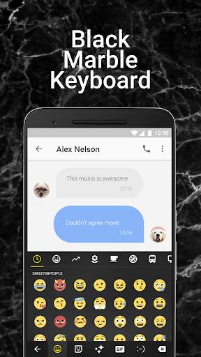 Black Marble Emoji Keyboard Theme for Facemoji screenshot 1