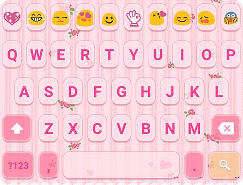 Pink Rose Emoji Keyboard Theme screenshot 5