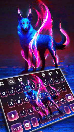 Flaming Neon Wolf Keyboard The screenshot 1