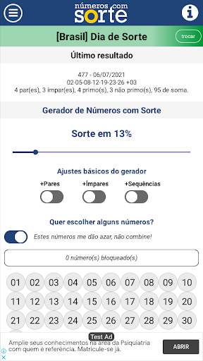 Números com Sorte: combinações para loteria screenshot 1