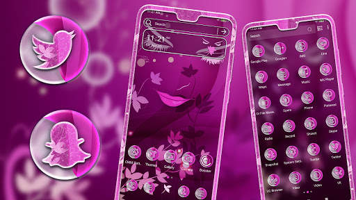 Pink Girly Face Launcher Theme screenshot 1