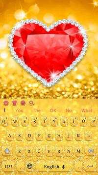 Shiny beautiful love diamond gold keyboard theme screenshot 4