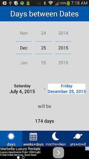 Days Between Dates 1 تصوير الشاشة