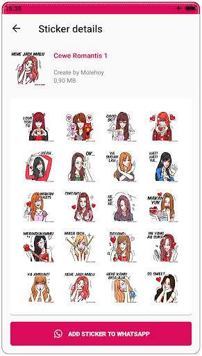 Stiker Cewe Romantis WAStickerApps screenshot 2