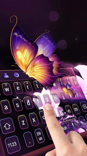 Vivid purple neon butterfly keyboard स्क्रीनशॉट 2