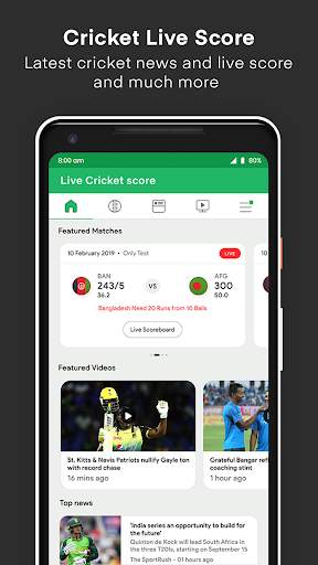 Live Cricket Score : Live Line, Schedule & News screenshot 1