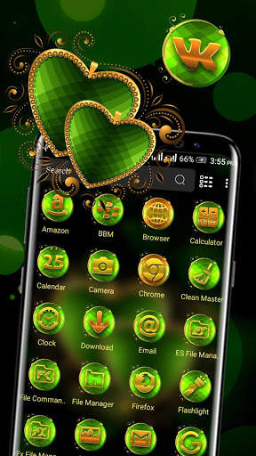 Golden Green Heart Launcher Theme screenshot 2