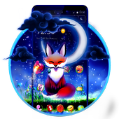 Cute wolf night theme icon