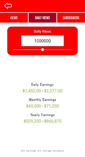YouTuber Money Calculator - Views and Subscribers स्क्रीनशॉट 3