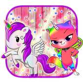 Unicorn Cat Cartoon logo