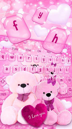 Pink Sparkling Teddy Bear Keyboard स्क्रीनशॉट 1