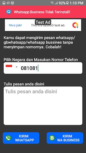 WeAa Quick-Kirim Pesan WhatsApp Tanpa Simpan Nomor screenshot 7