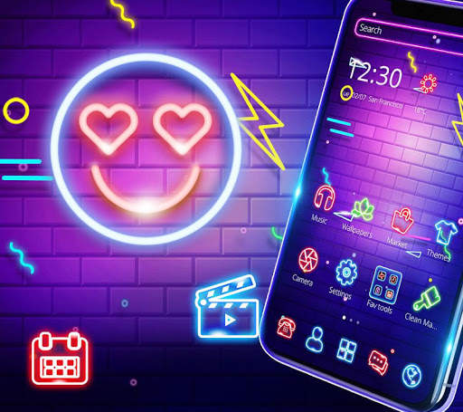Neon Smile Face Emoji Theme screenshot 2