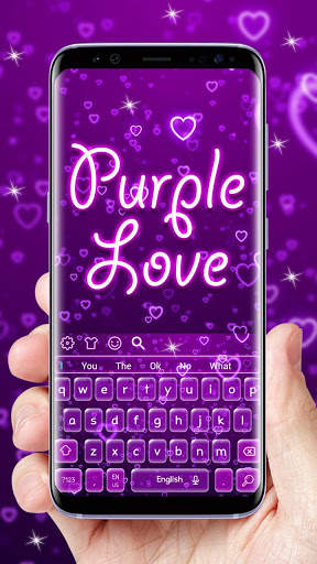 Beautiful Purple Love Hearts Keyboard Theme screenshot 1