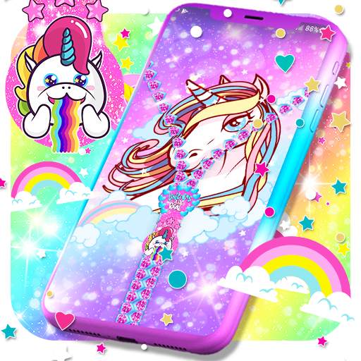 Unicorn zipper lock screen 6.5