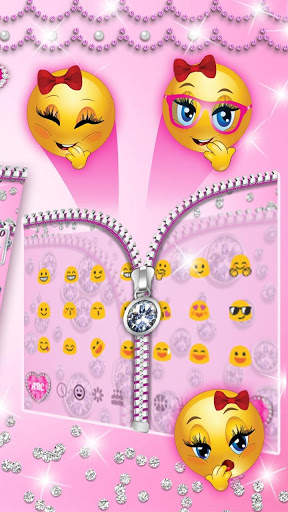 Pink Diamond Zipper Keyboard Theme screenshot 3
