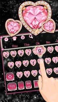 Pink Heart Diamond Keyboard Theme screenshot 1