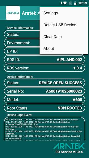 Aratek A600 RD Service screenshot 3