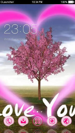 Romantic Sakura Theme Pink Heart screenshot 1