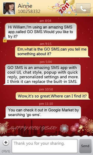 GO SMS Pro New Year - Red screenshot 1