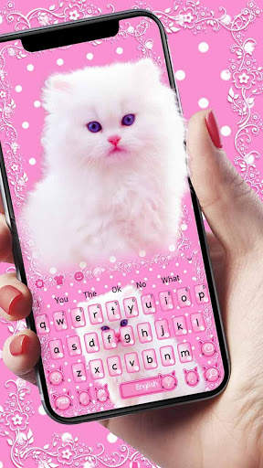 Cute Pink Kitty Keyboard Theme screenshot 2