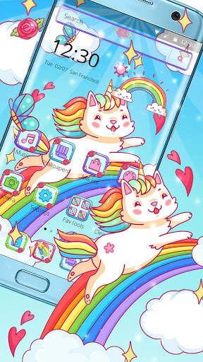 Color Unicorn Rainbow Cat Theme screenshot 1