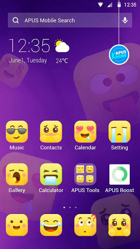 Yellow Mini Cute Emoji - APUS Launcher theme screenshot 1