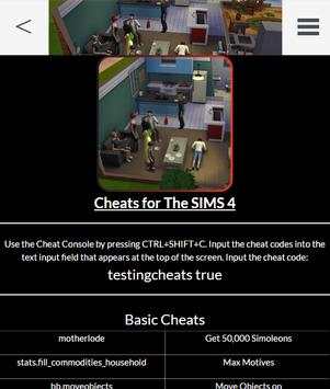 Cheats Sims 4 screenshot 1