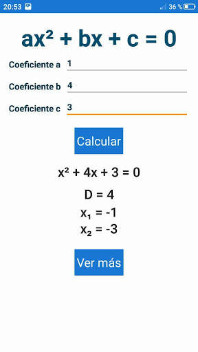 Ecuación cuadrática resolver. screenshot 1