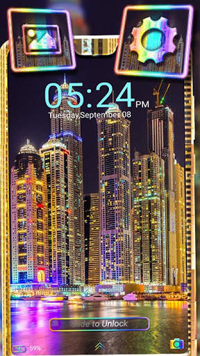 Dubai Night Skyline Theme Launcher 3 تصوير الشاشة