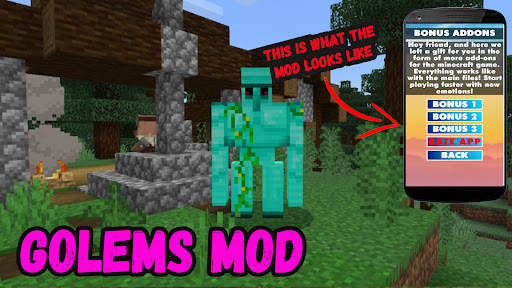 Golems Mod For Minecraft PE 1 تصوير الشاشة