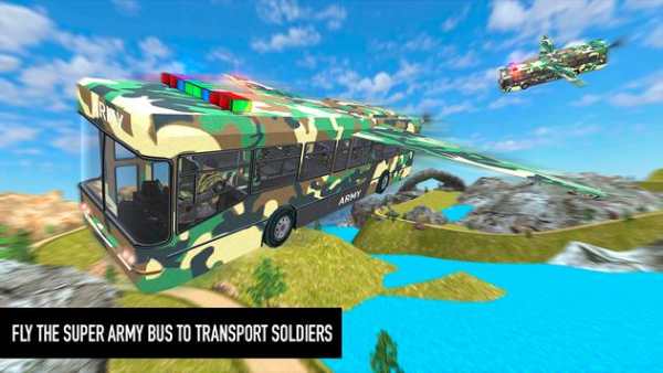 Flying Army Bus Simulator 2019: Transporter Games screenshot 1
