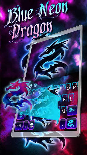 Blue Neon Dragon Keyboard screenshot 2