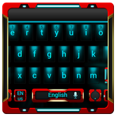 ikon Keyboard robot merah neon biru