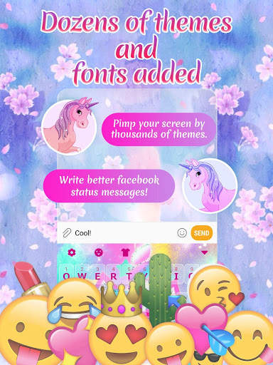 Flower Unicorn Galaxy Keyboard Theme for Girls screenshot 2
