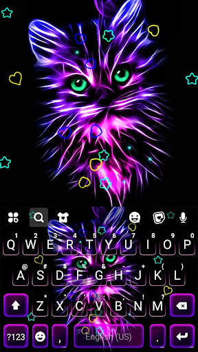 Purple Neon Cat Keyboard Theme screenshot 5