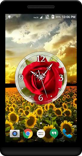 Red Rose Clock Live Wallpaper screenshot 2