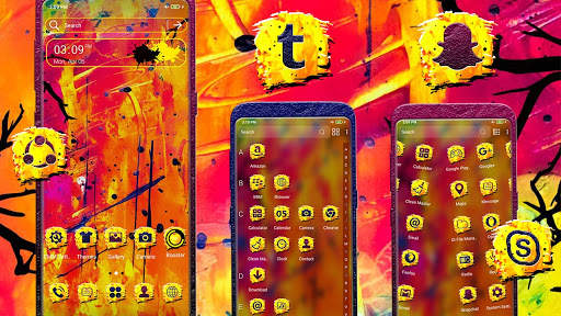 Yellow Red Painting Launcher Theme screenshot 2