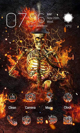 Fire Skull Parallax Go Launcher Theme screenshot 2