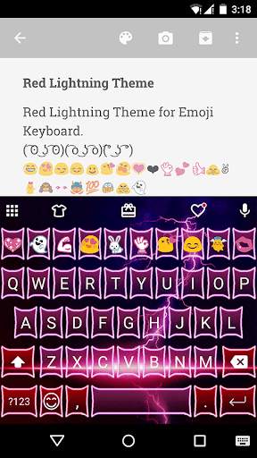 Red Lighting Theme – Emoji Keyboard ⚡ screenshot 1