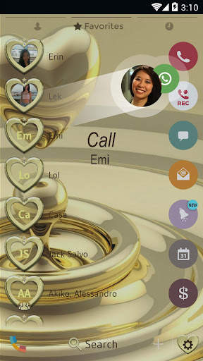 Dialer Theme Metal Gold Heart screenshot 5