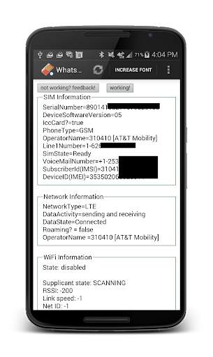 SIM 카드 의 자세한 사항 screenshot 1