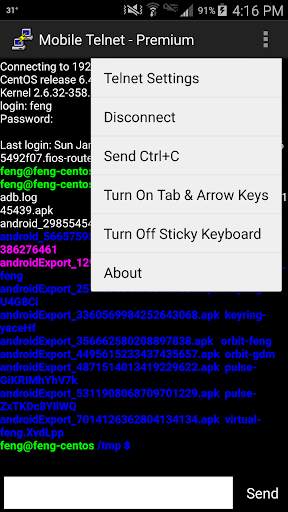 Mobile Telnet(Premium Version) screenshot 2