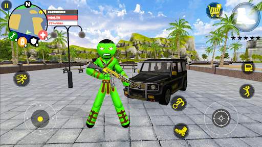green monster Stickman Rope Hero City Battle War screenshot 1