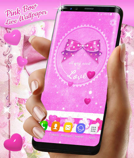 Pink Bow Live Wallpaper 🎀 Girly Pink Wallpapers screenshot 4