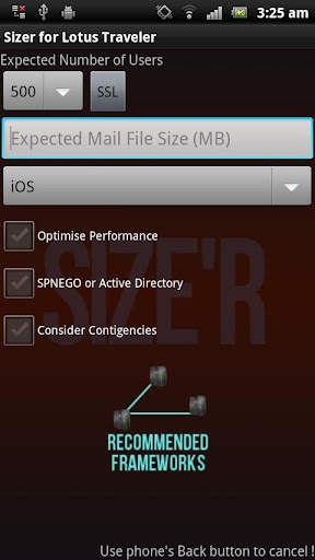 Lotus Notes Traveler - Sizer screenshot 4