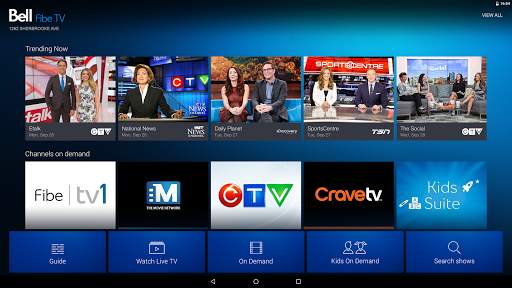 Bell Fibe TV app dashboard screenshot 1