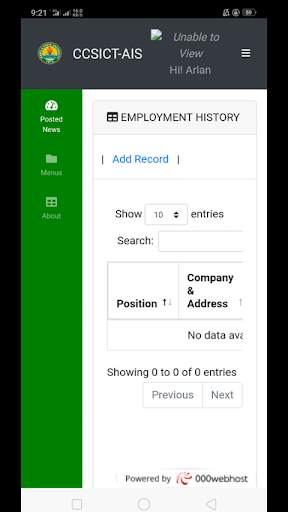 CCSICT ALUMNI INFORMATION SYSTEM 1 تصوير الشاشة