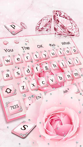 Pink Flower Diamond Keyboard Theme screenshot 1